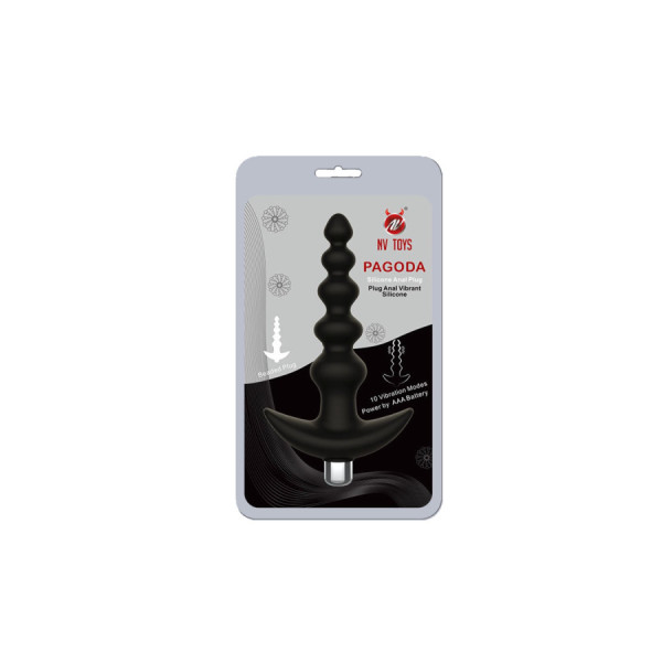 Plug anal vibrant noir en silicone 